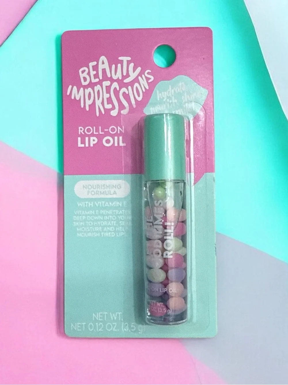 Impressions Roll-On Lip Oil - Mint Cap with Pastel Bead Accents